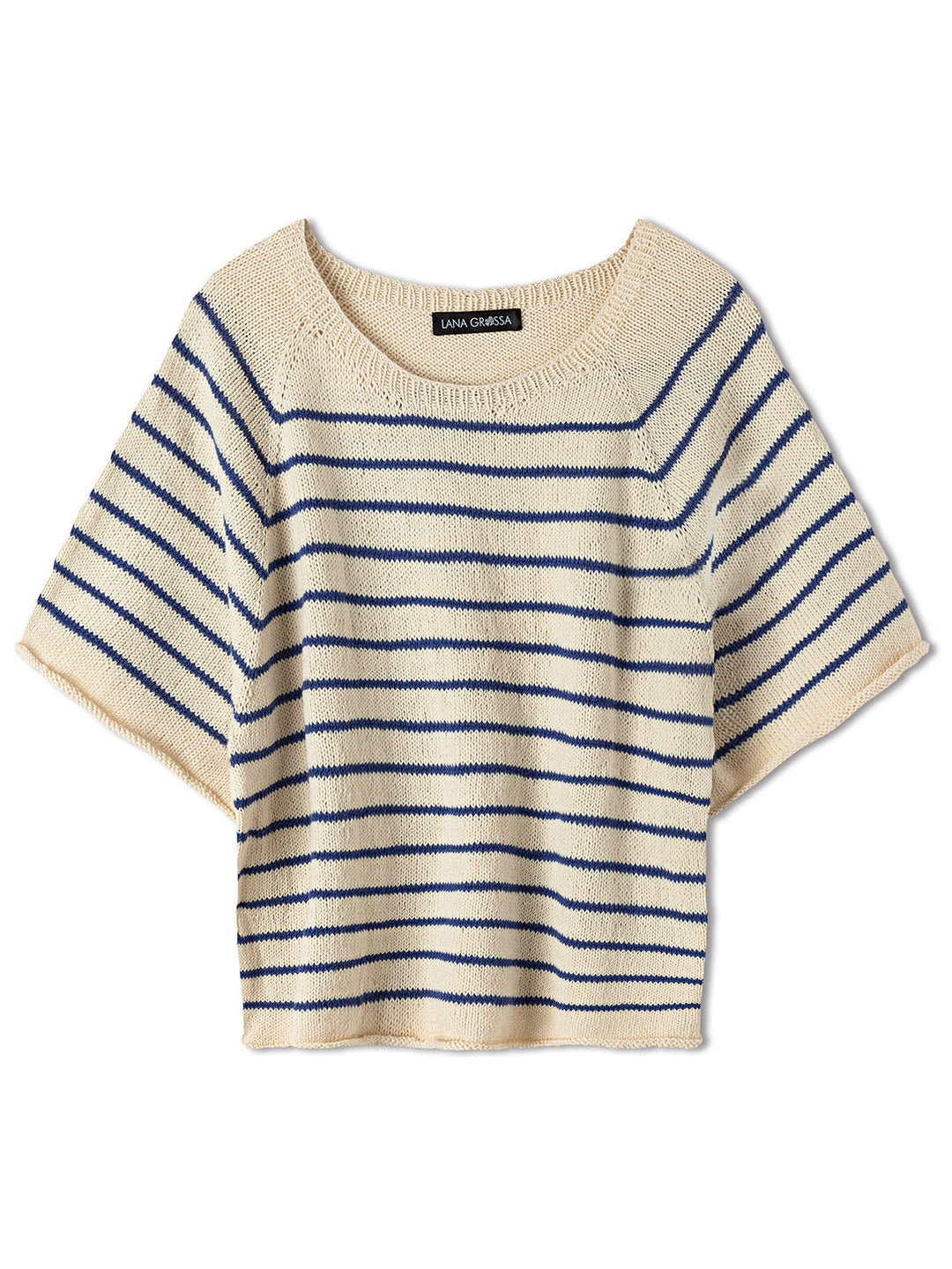 Strickpaket Cotton Wool Top-Down Raglanshirt mit Streifen