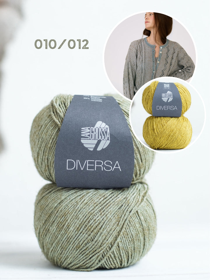 Strickpaket Diversa Jacke mit Kabel- und Ajourmustern