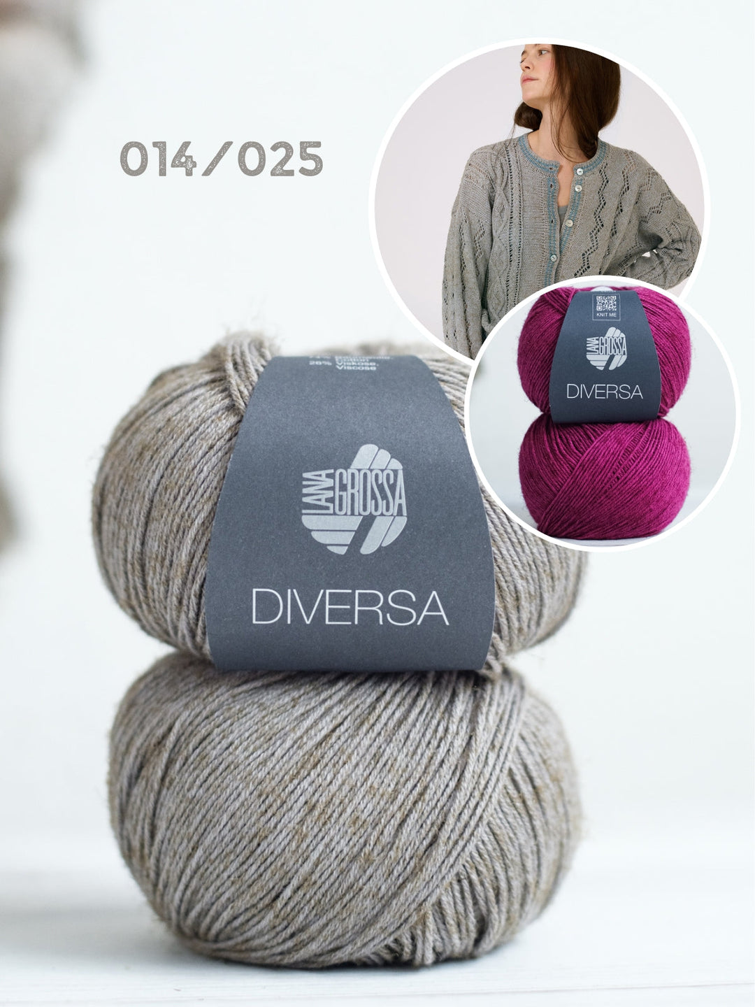 Strickpaket Diversa Jacke mit Kabel- und Ajourmustern