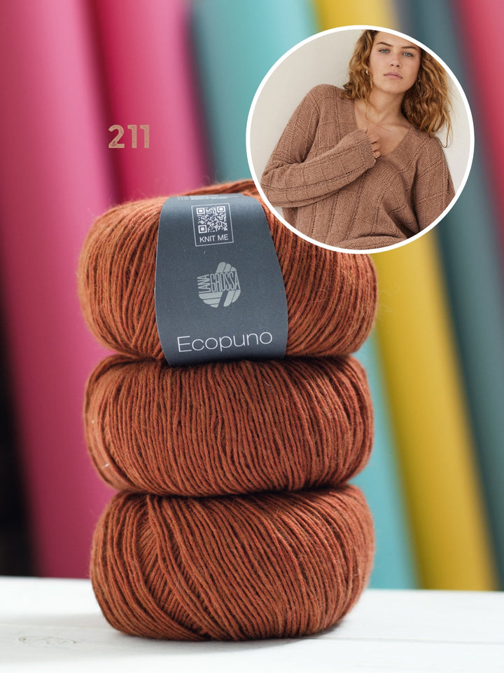 Strickpaket Ecopuno Pullover im Rautenmuster