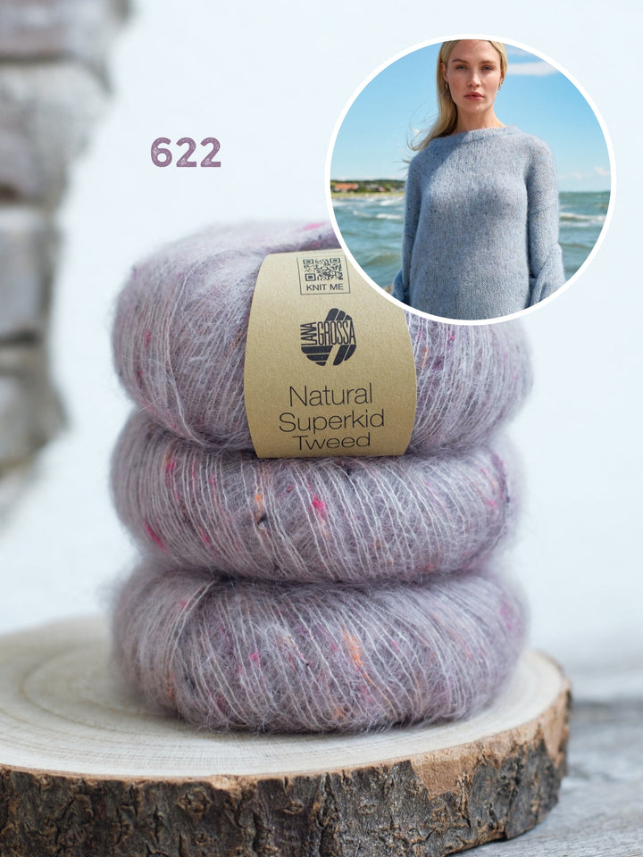 Strickpaket Natural Superkid Tweed Rundhalspullover