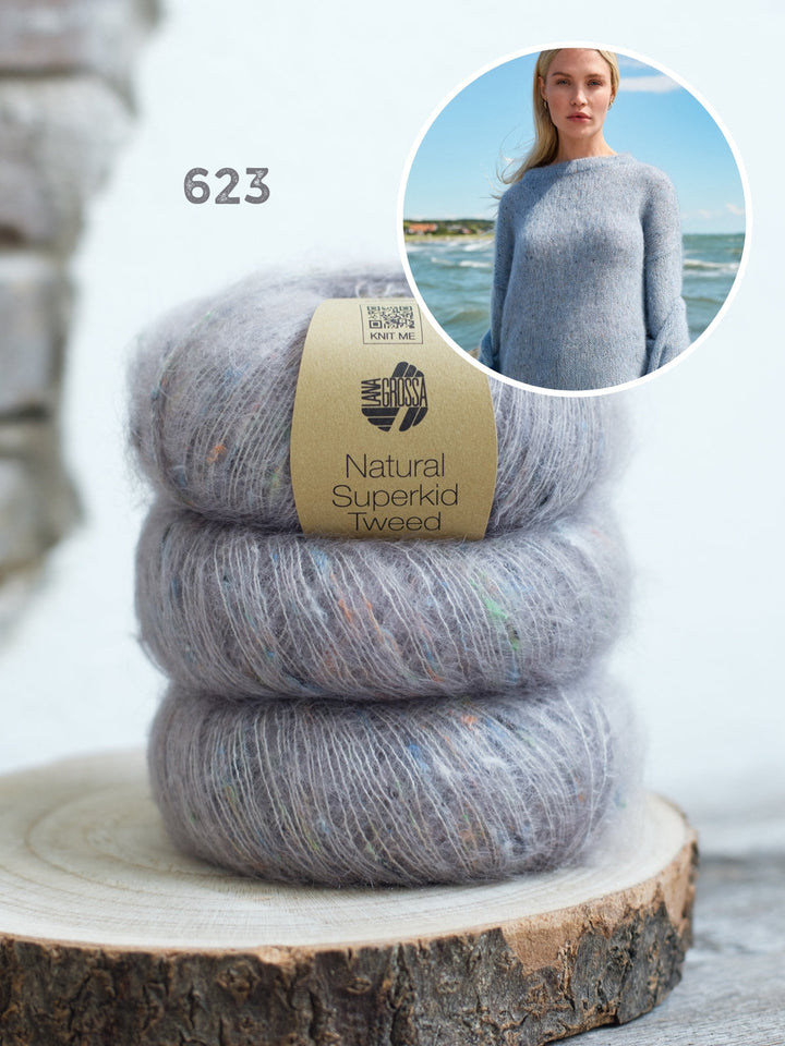 Strickpaket Natural Superkid Tweed Rundhalspullover