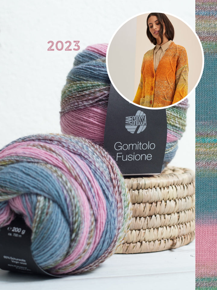 Strickpaket Gomitolo Fusione Jacke mit Zopf