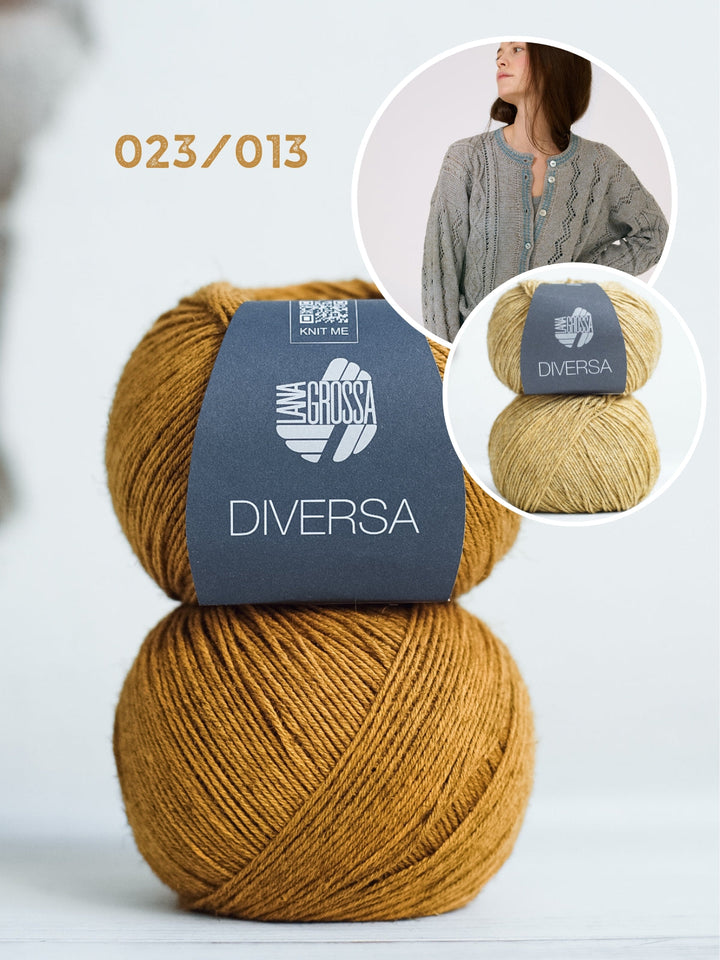 Strickpaket Diversa Jacke mit Kabel- und Ajourmustern