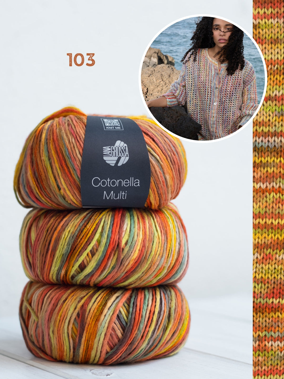 Strickpaket Cotonella Multi Jacke im Ajourmuster