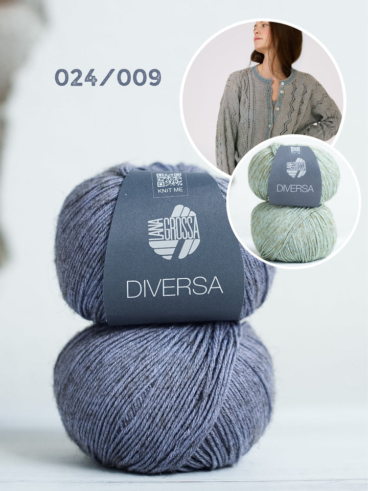 Strickpaket Diversa Jacke mit Kabel- und Ajourmustern