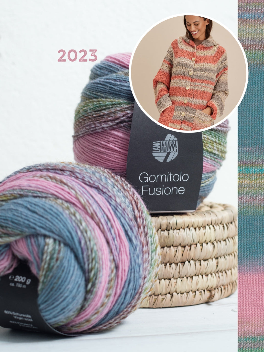 Strickpaket Gomitolo Fusione topdown-hoodiejacke