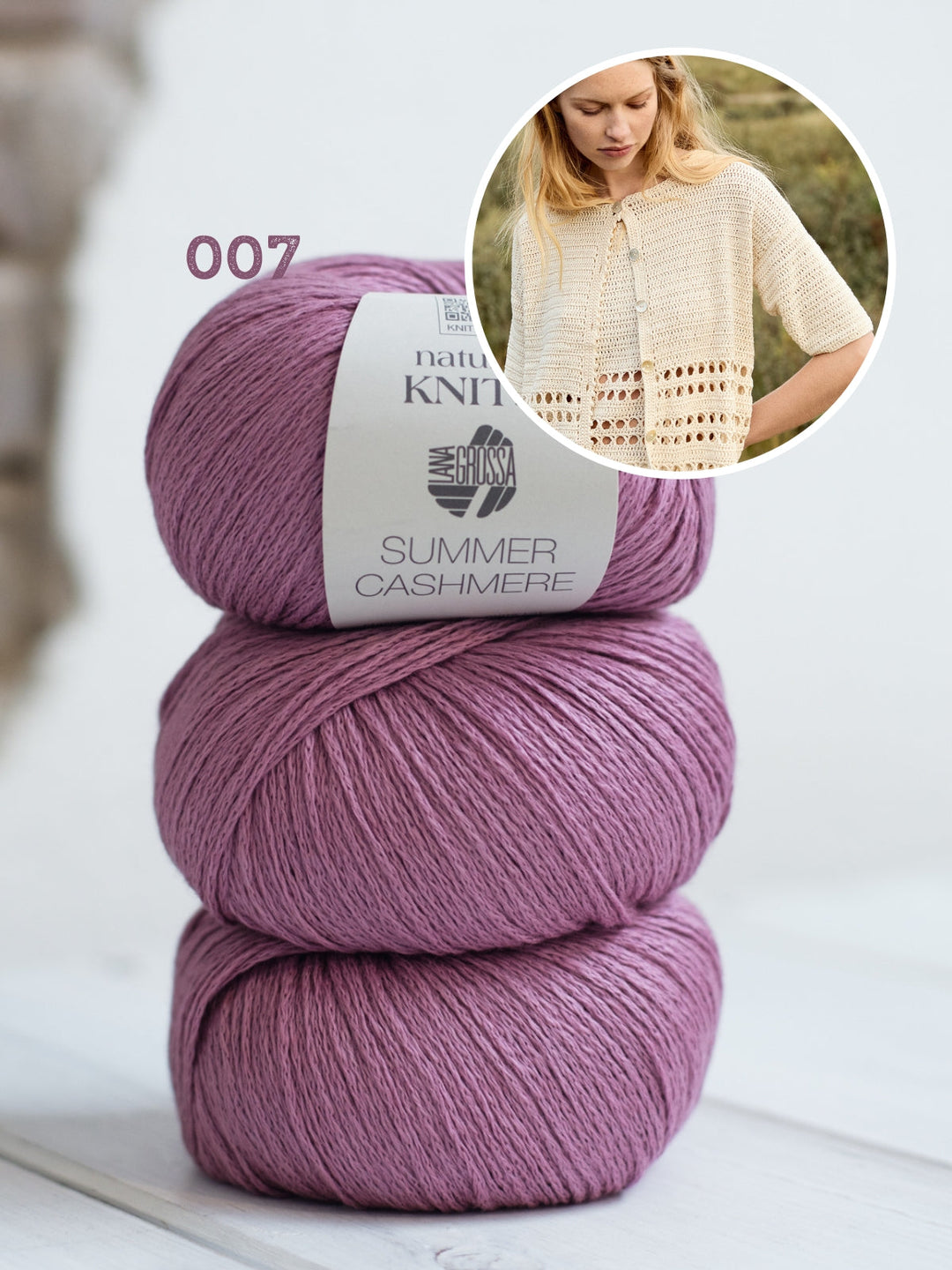 Häkelpaket Summer Cashmere Cardigan mit Ajourmuster