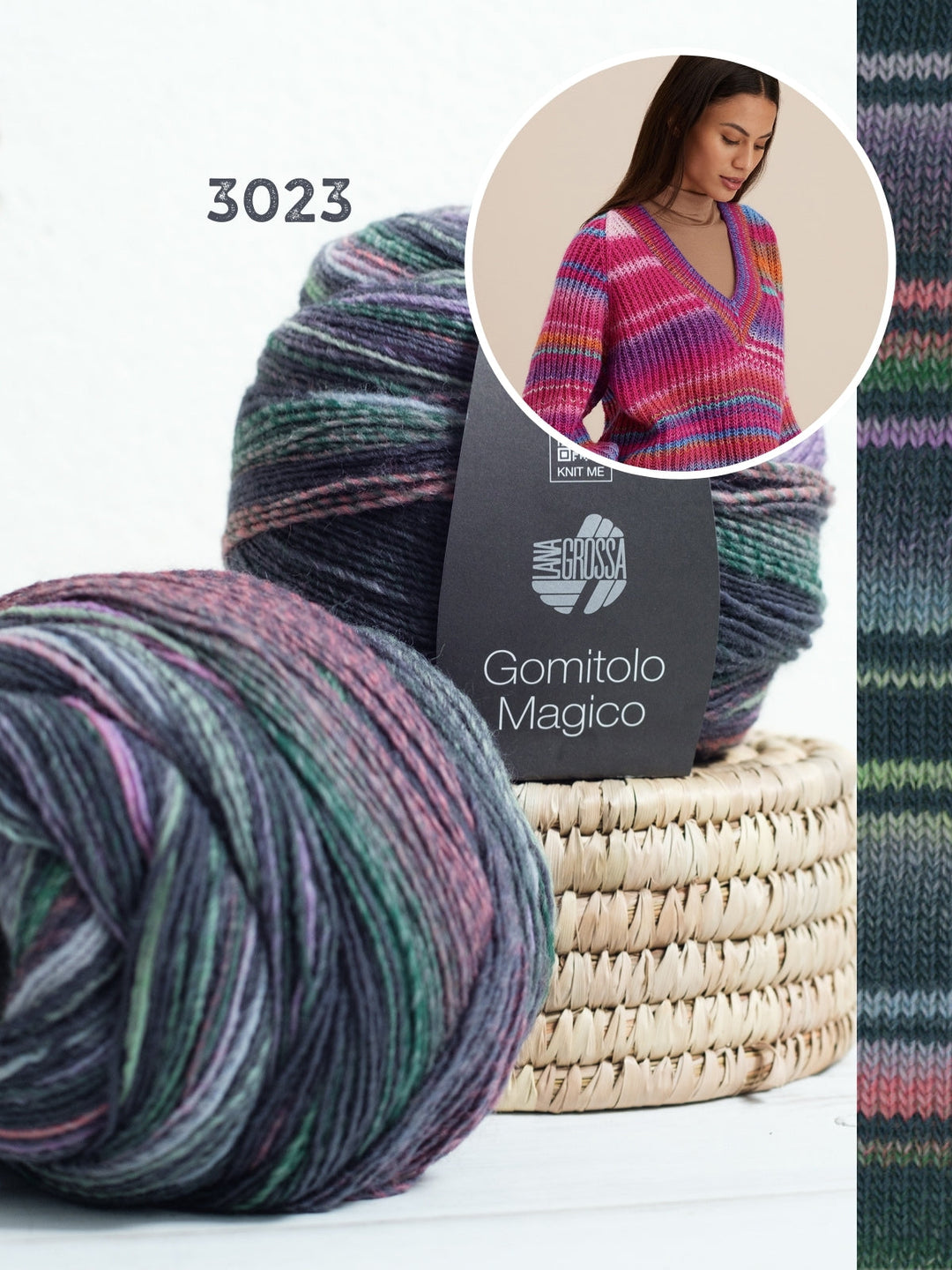 Strickpaket Gomitolo Magico Raglan-V-Pullover