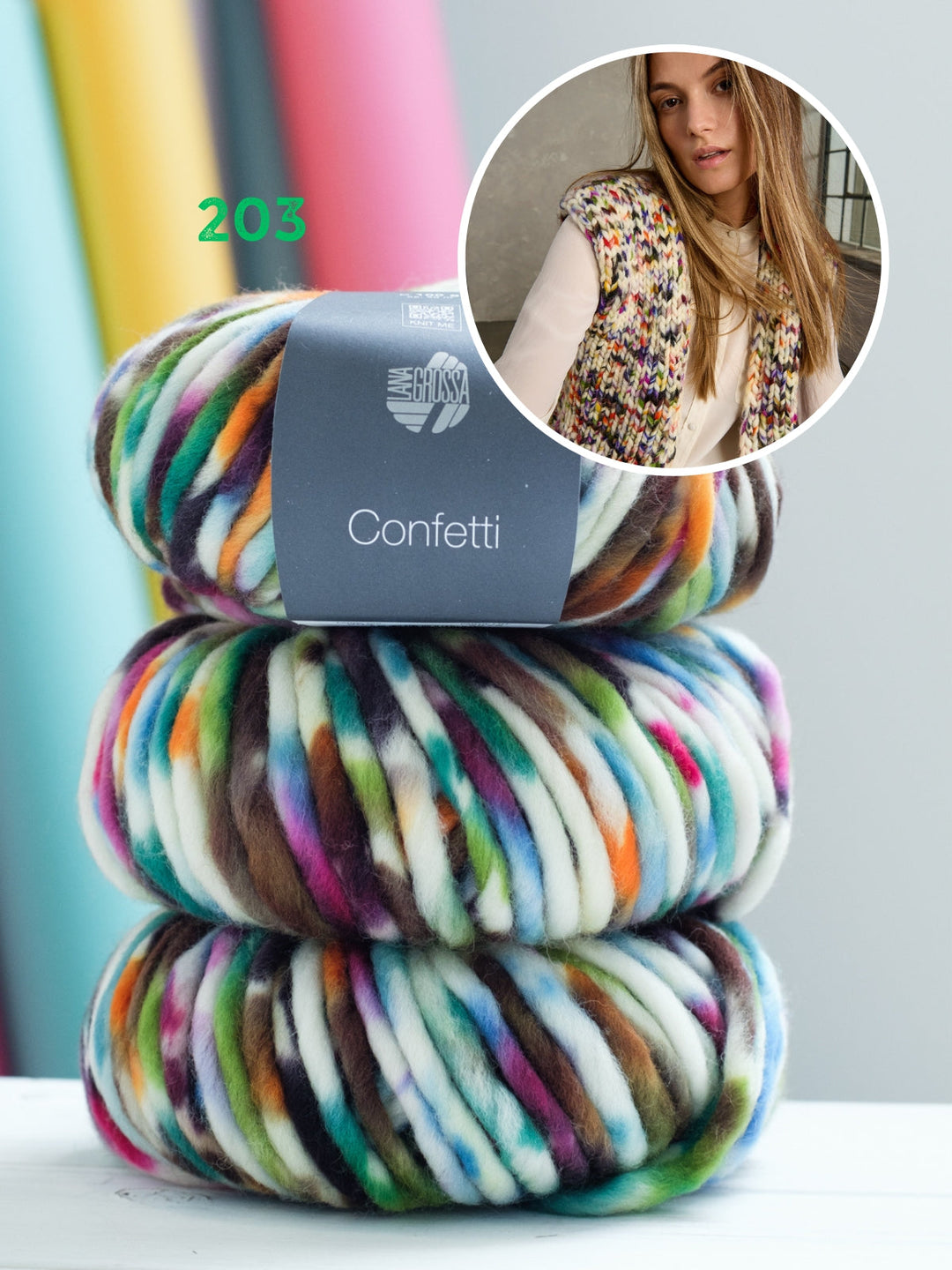 Strickpaket Confetti Weste print