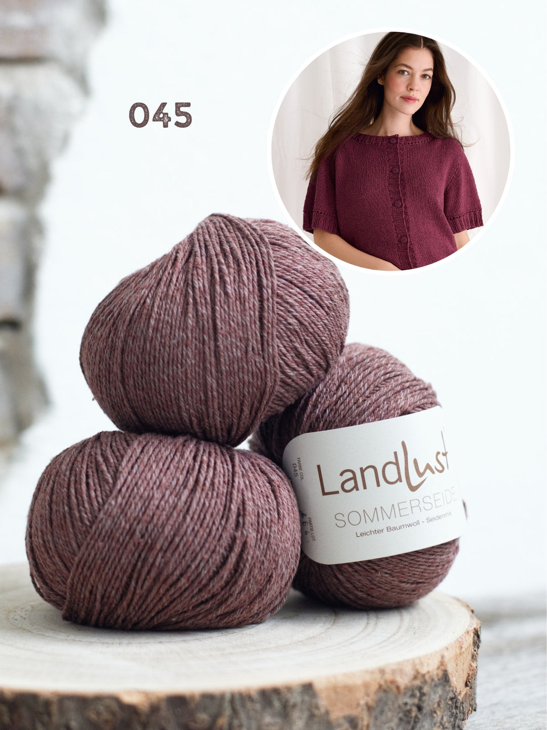 Strickpaket Landlust Sommerseide Cardigan mit kurzen Ärmeln