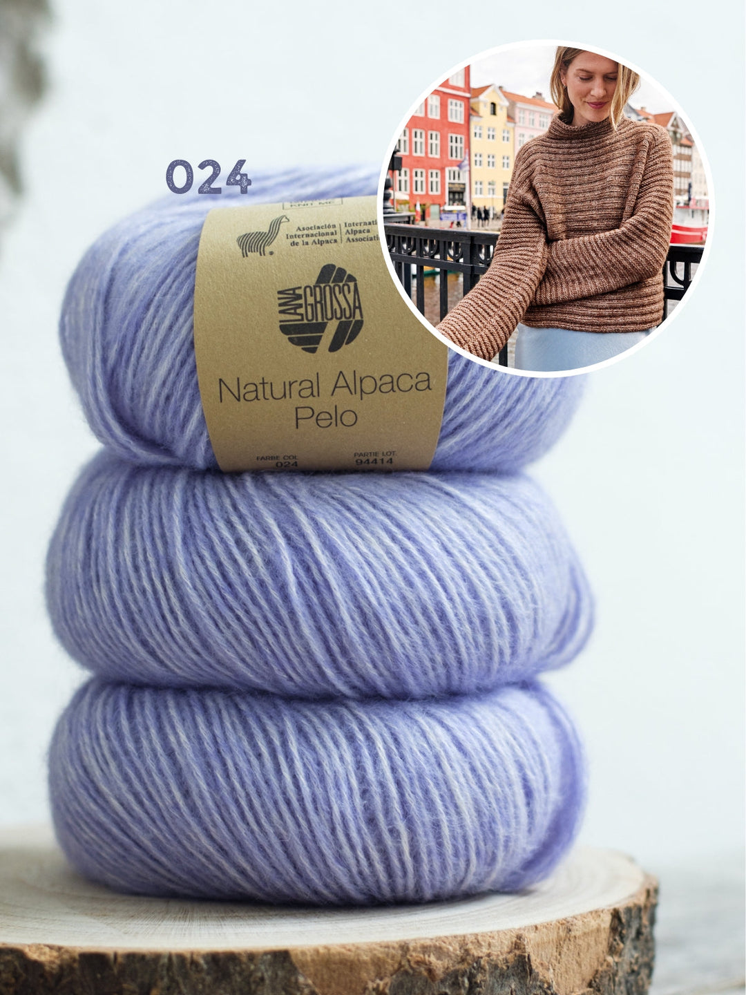 Strickpaket Natural Alpaca Pelo Rippenpullover