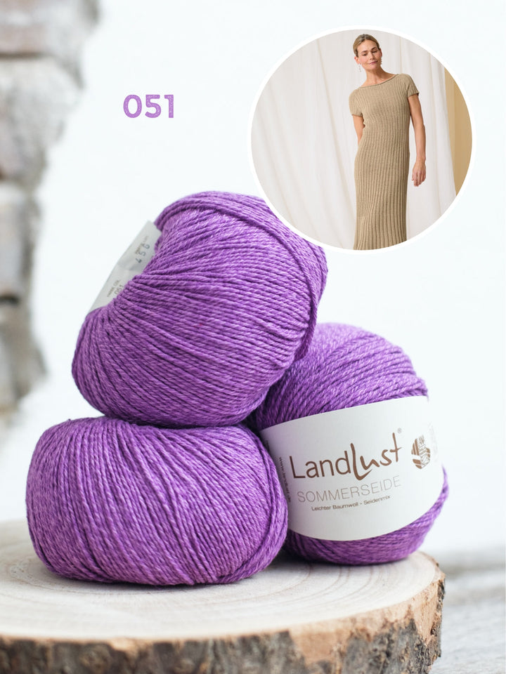 Strickpaket Landlust Sommerseide Top-Down Kleid