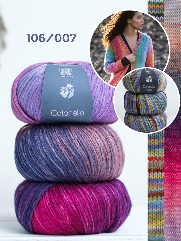 Strickpaket Cotonella & Cotonella Multi Jacke mit Karomuster