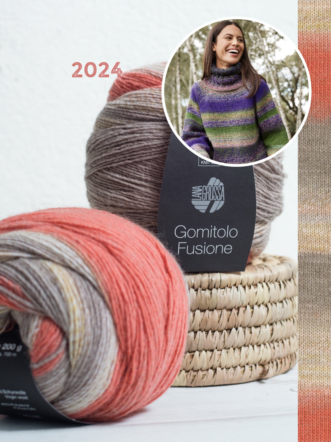 Strickpaket Gomitolo Fusione Rollkragenpullover - top-down