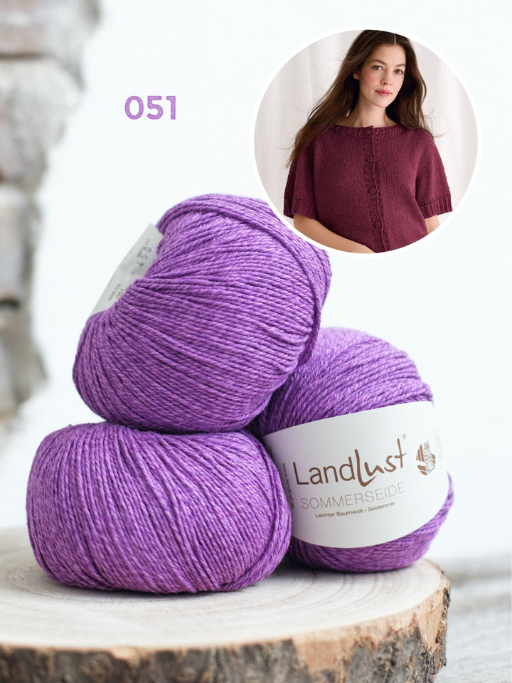 Strickpaket Landlust Sommerseide Cardigan mit kurzen Ärmeln