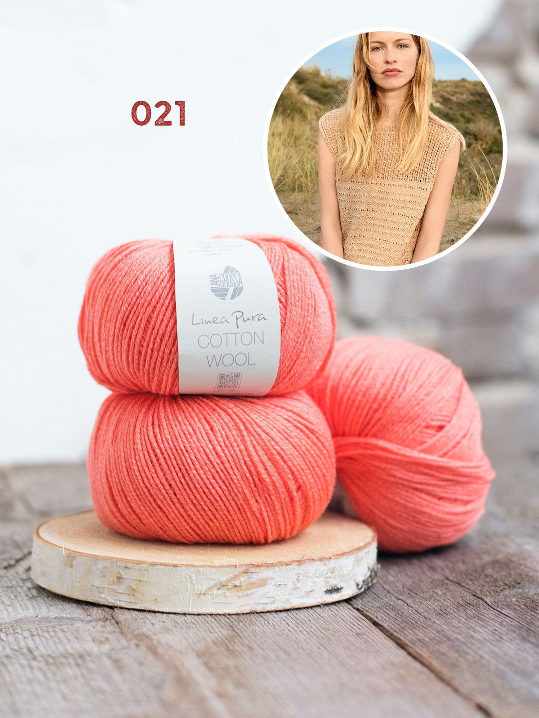 Strickpaket Cotton Wool Top mit Ajourmuster