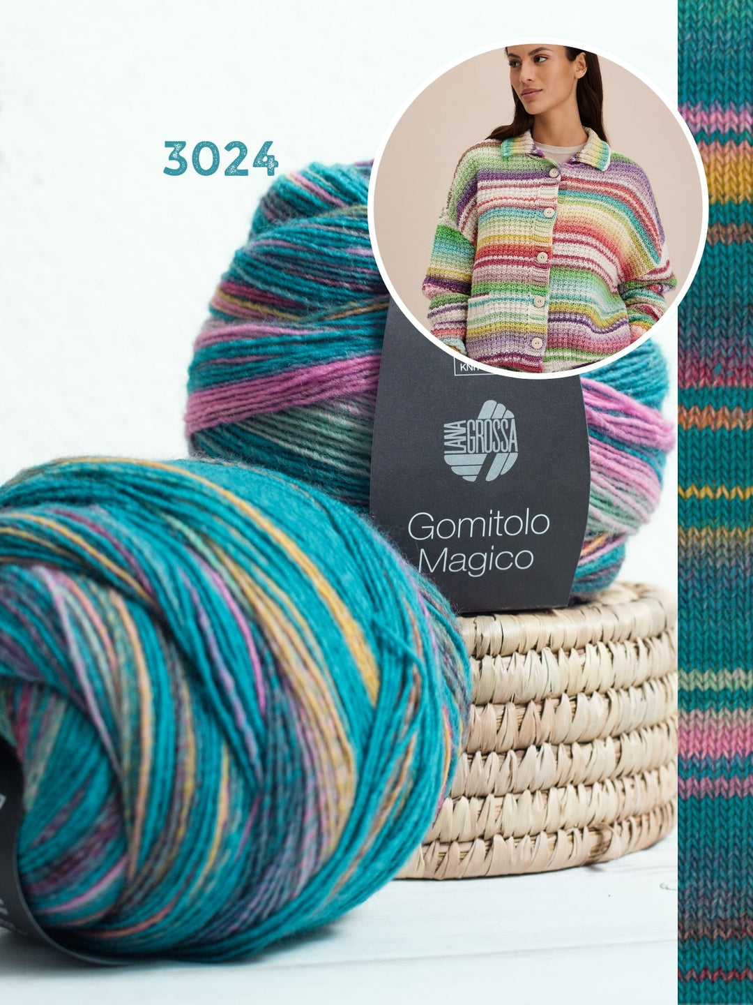 Strickpaket Gomitolo Magico Jacke im Strukturstich