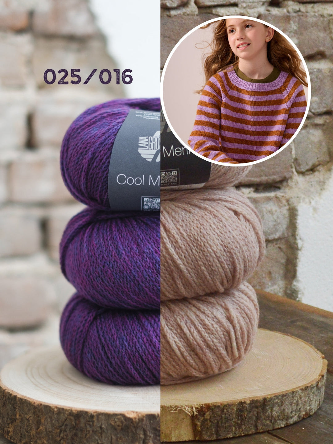 Strickpaket Cool Merino Topdown Raglan mit Streifen - kids