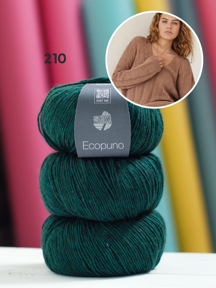 Strickpaket Ecopuno Pullover im Rautenmuster