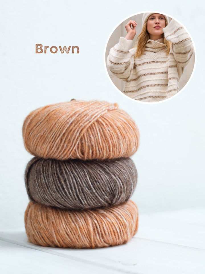 Strickpaket Natural Alpaca Pelo V-Ausschnittpullover