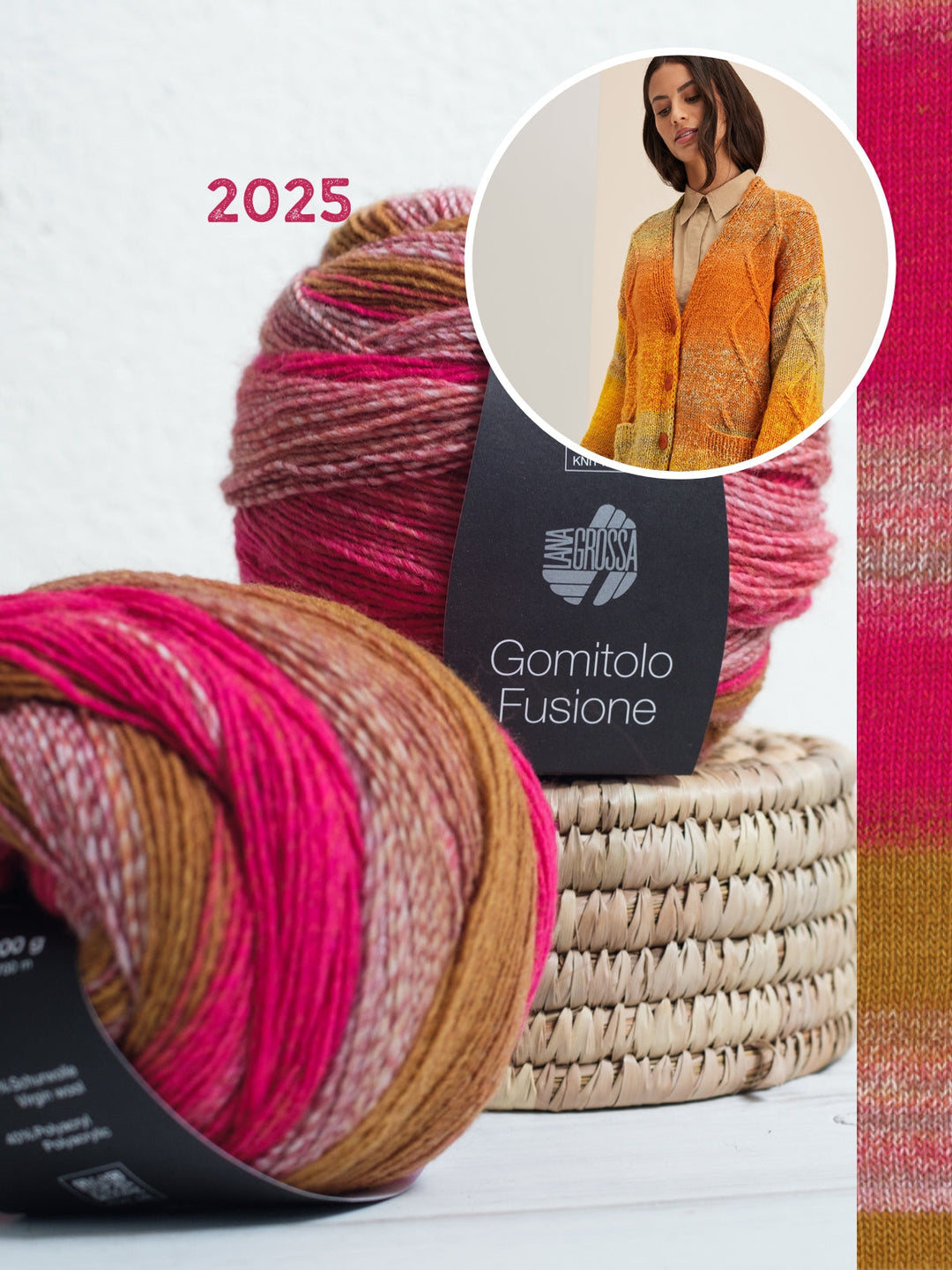 Strickpaket Gomitolo Fusione Jacke mit Zopf