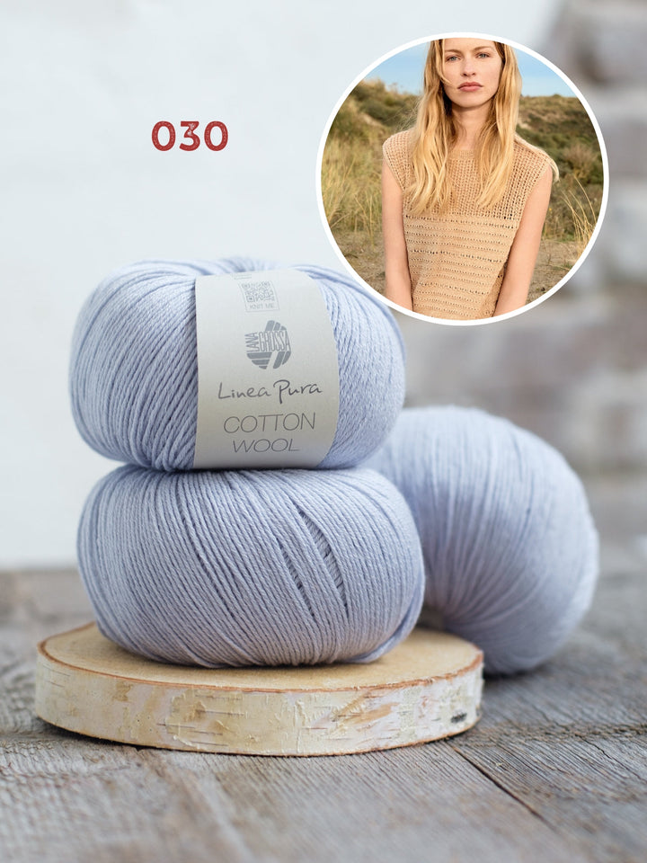 Strickpaket Cotton Wool Top mit Ajourmuster