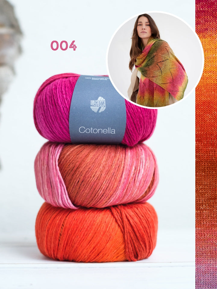 Strickpaket Cotonella Tuch im Wellenmuster