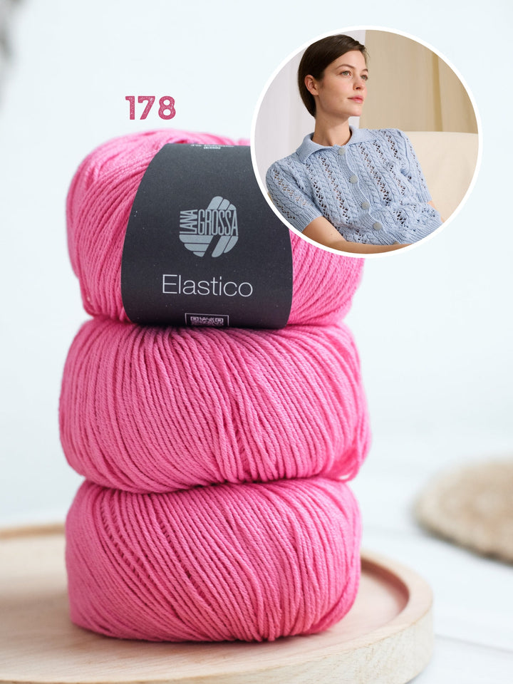 Strickpaket Elastico Weste mit Kabel- und Ajourmuster