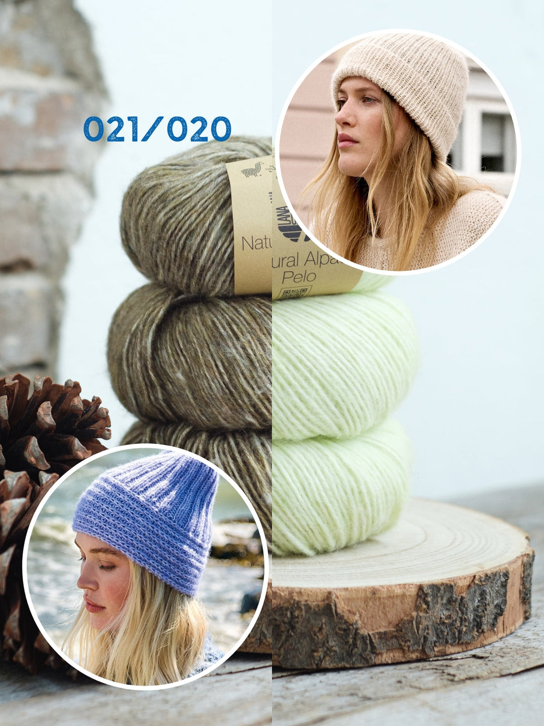 Strickpaket Natural Alpaca Pelo Mützen (2 Stück)