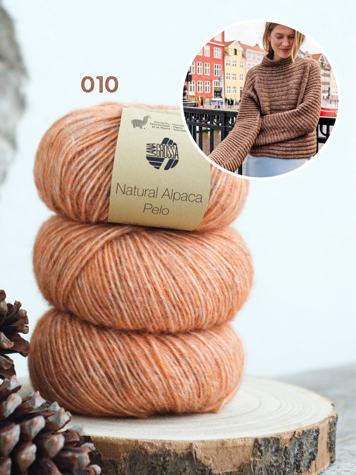 Strickpaket Natural Alpaca Pelo Rippenpullover