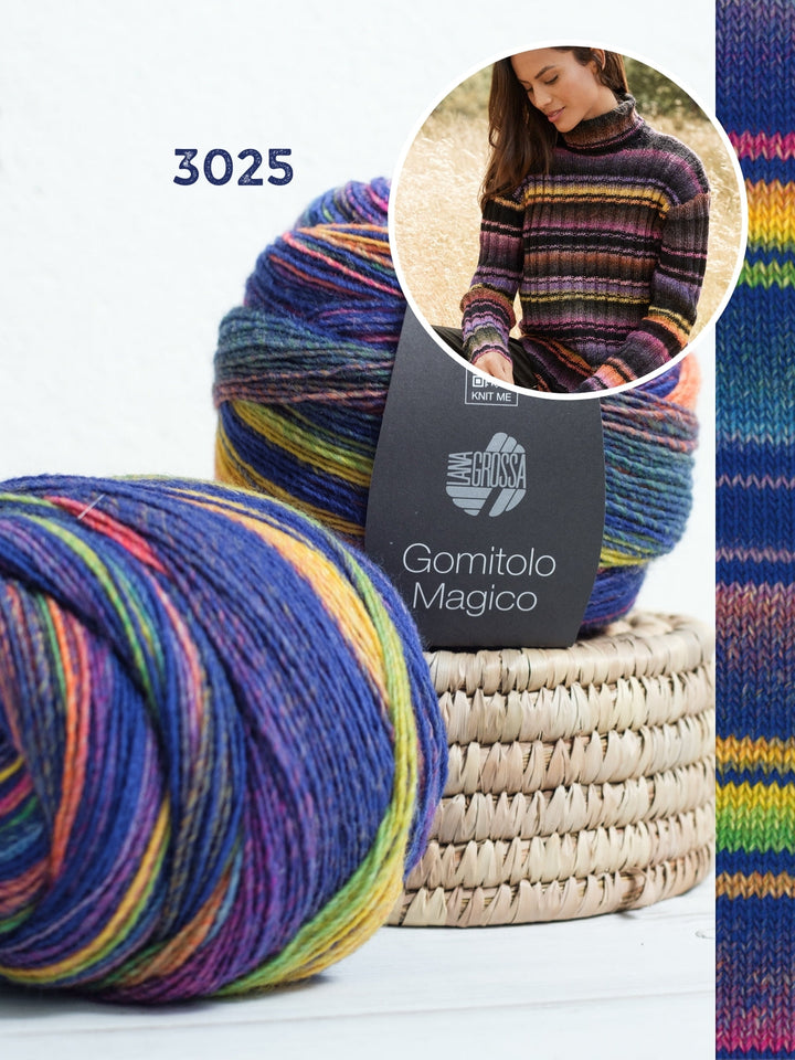 Strickpaket Gomitolo Magico Rippen-Rollpullover