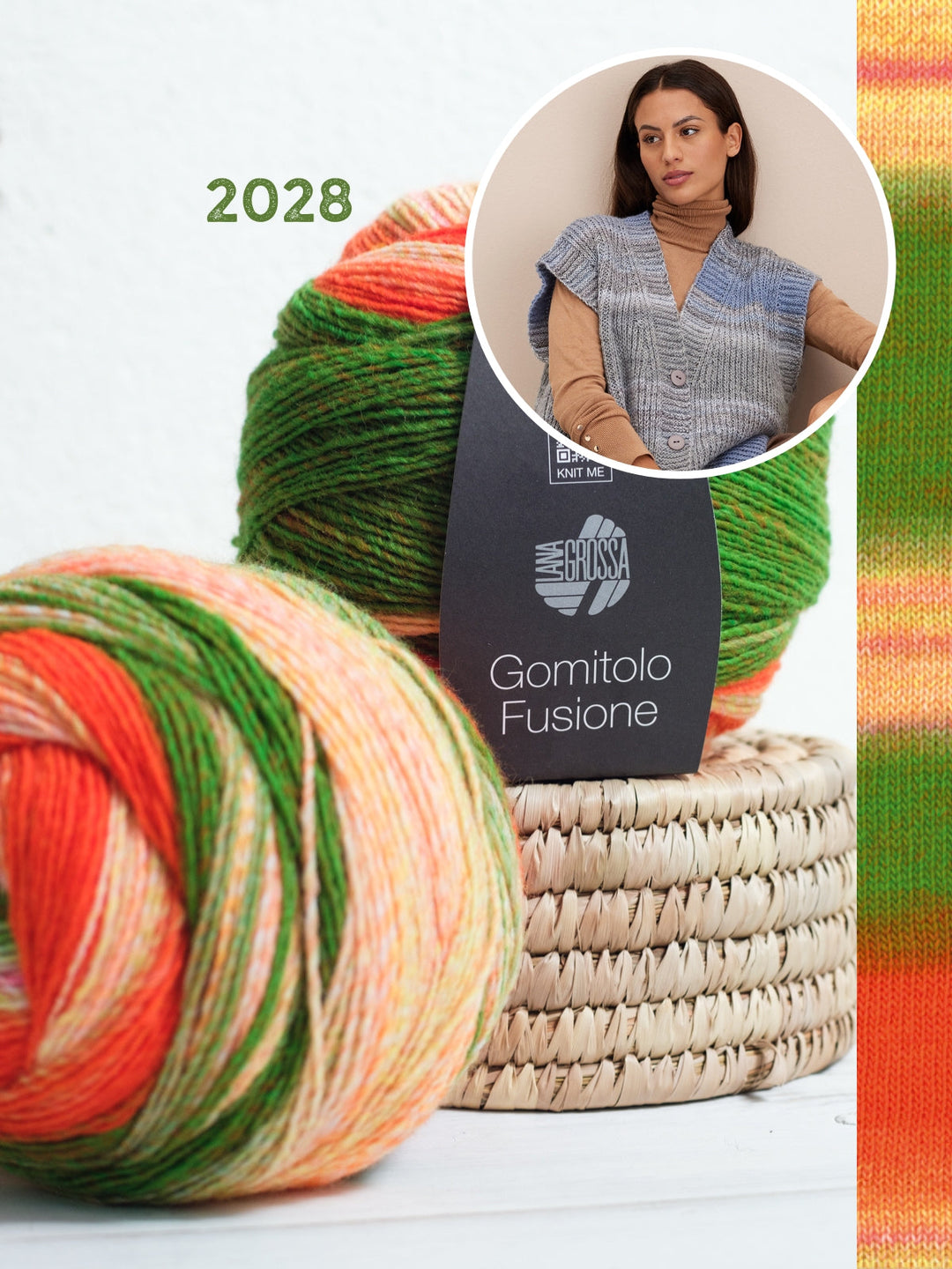 Strickpaket Gomitolo Fusione Weste im Halbpatent