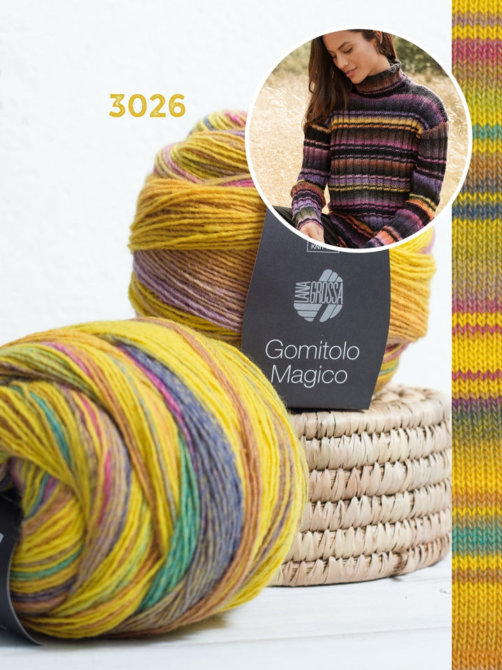 Strickpaket Gomitolo Magico Rippen-Rollpullover