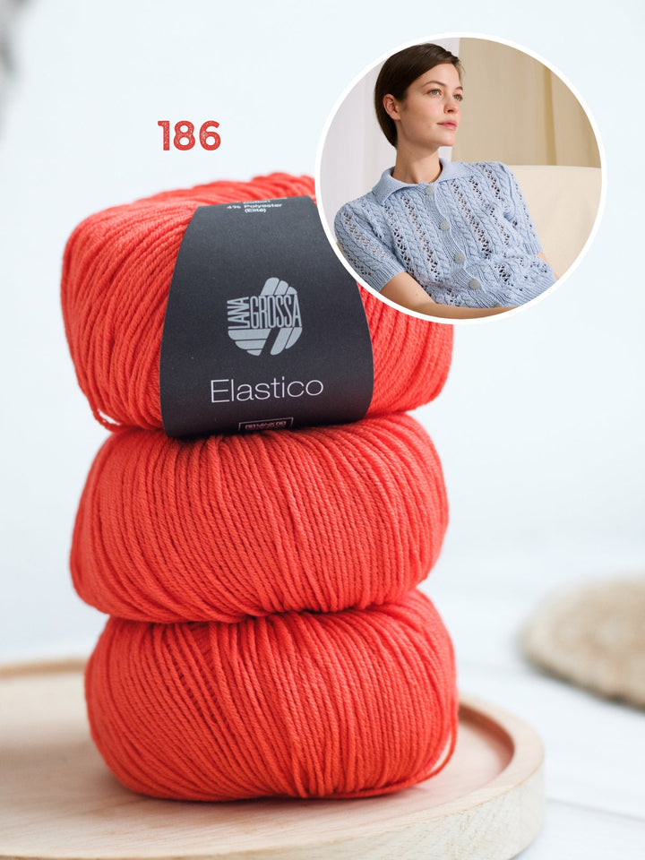 Strickpaket Elastico Weste mit Kabel- und Ajourmuster