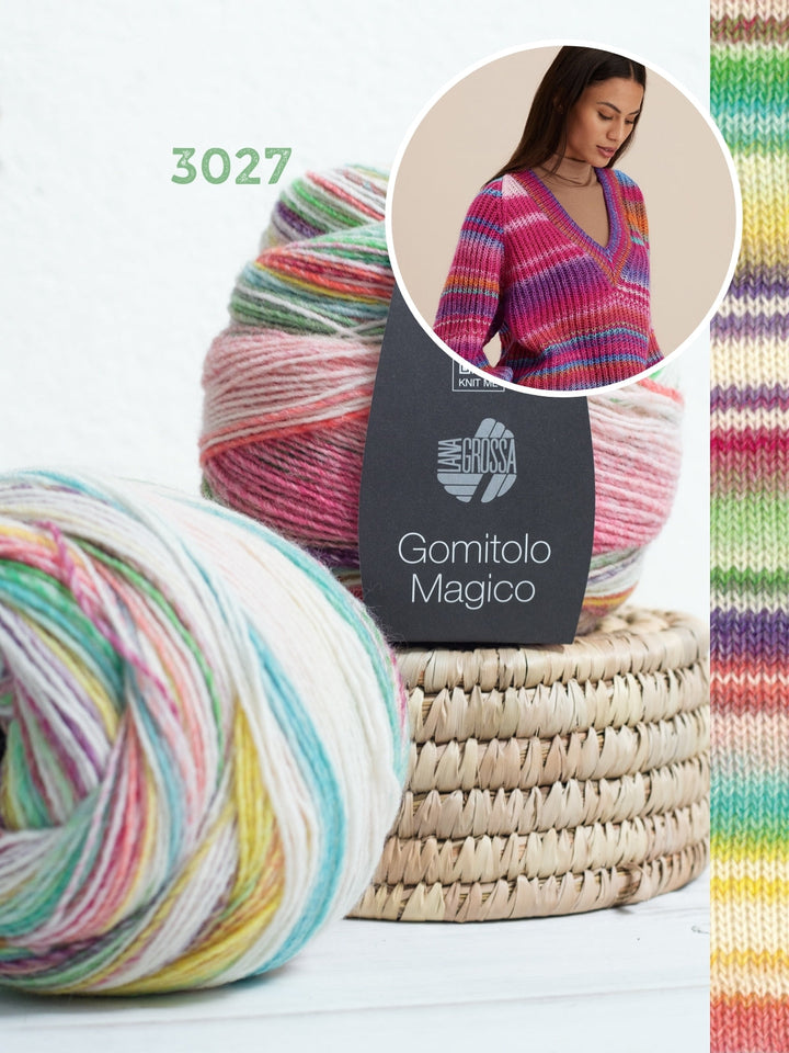 Strickpaket Gomitolo Magico Raglan-V-Pullover