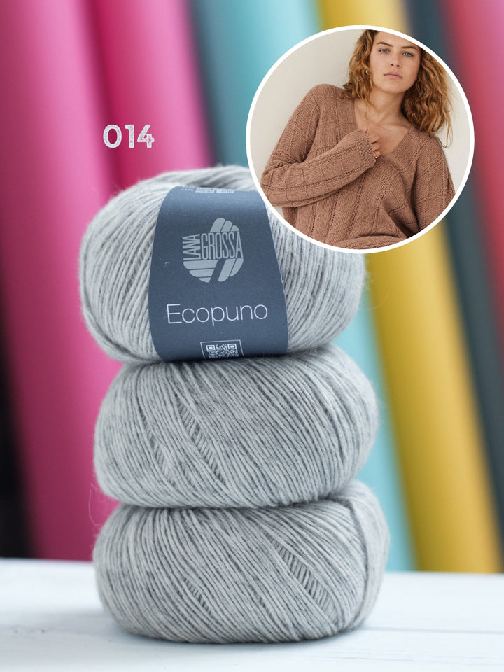 Strickpaket Ecopuno Pullover im Rautenmuster