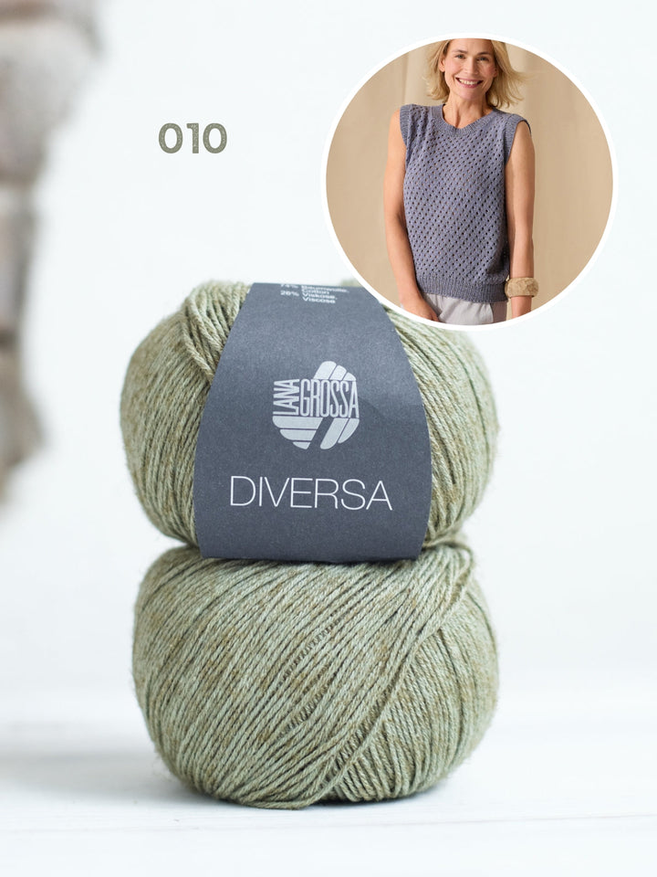 Strickpaket Diversa Top-Down Top mit Ajourmuster