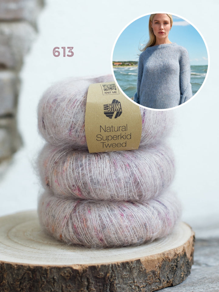 Strickpaket Natural Superkid Tweed Rundhalspullover