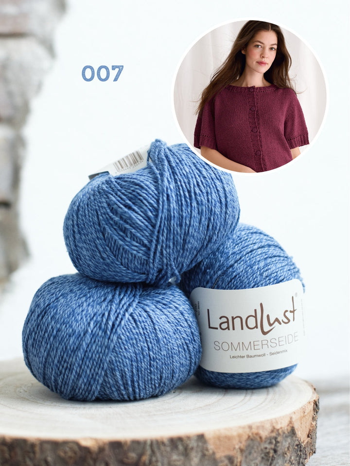 Strickpaket Landlust Sommerseide Cardigan mit kurzen Ärmeln