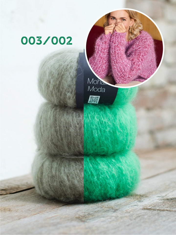 Strickpaket Mohair Moda Pullover im Halbpatentmuster