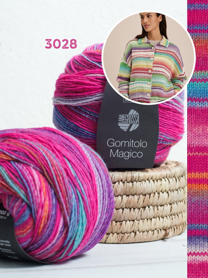 Strickpaket Gomitolo Magico Jacke im Strukturstich