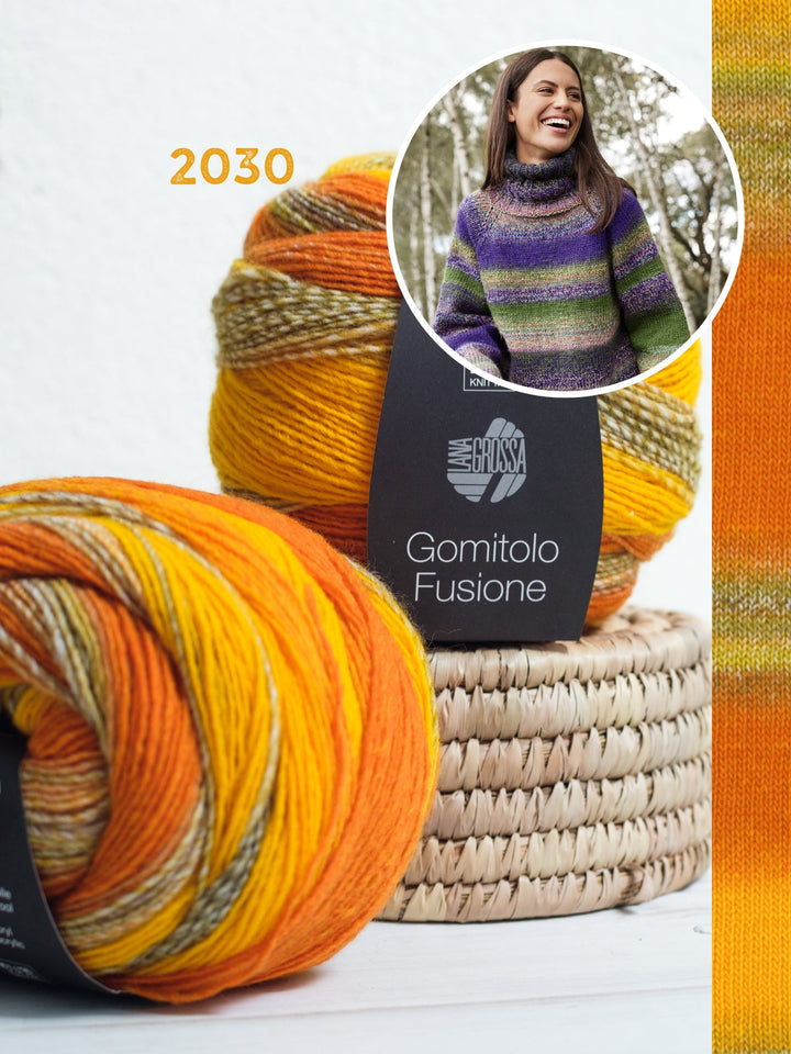 Strickpaket Gomitolo Fusione Rollkragenpullover - top-down