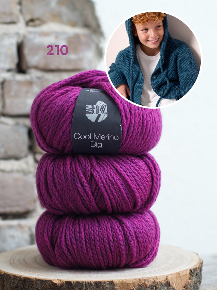 Strickpaket Cool Merino Big Jacke mit Kapuze - kids