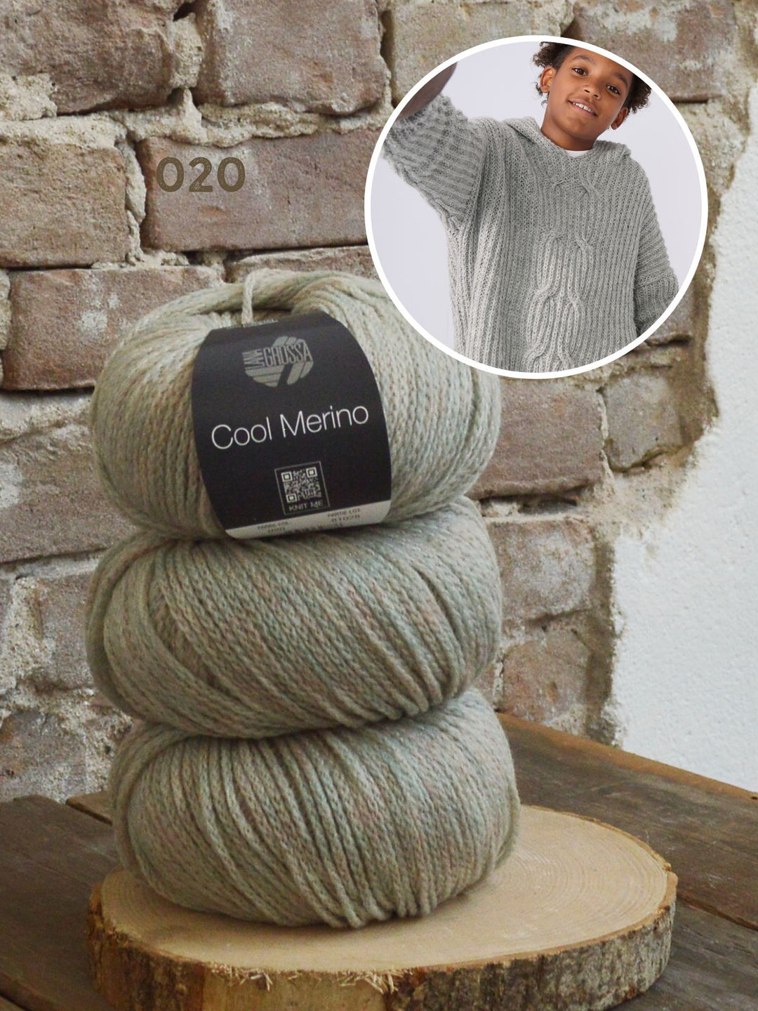 Strickpaket Cool Merino Hoodie mit Zopfmuster - kids