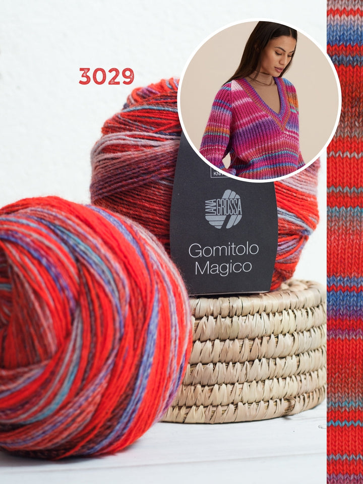 Strickpaket Gomitolo Magico Raglan-V-Pullover