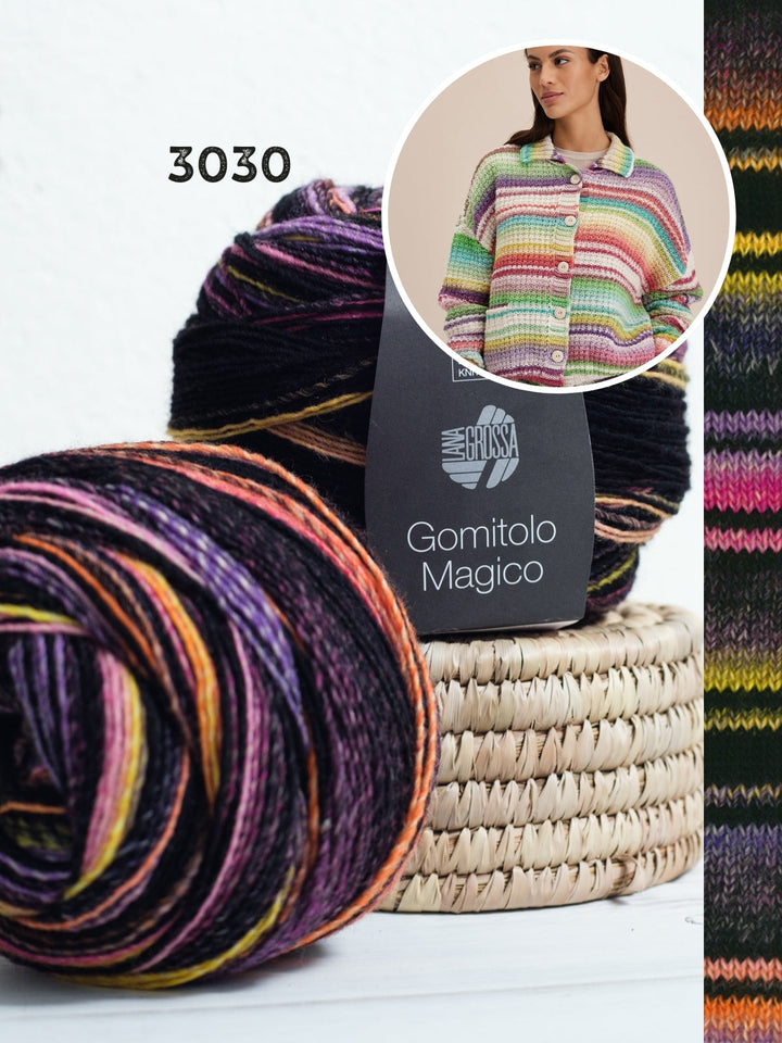 Strickpaket Gomitolo Magico Jacke im Strukturstich