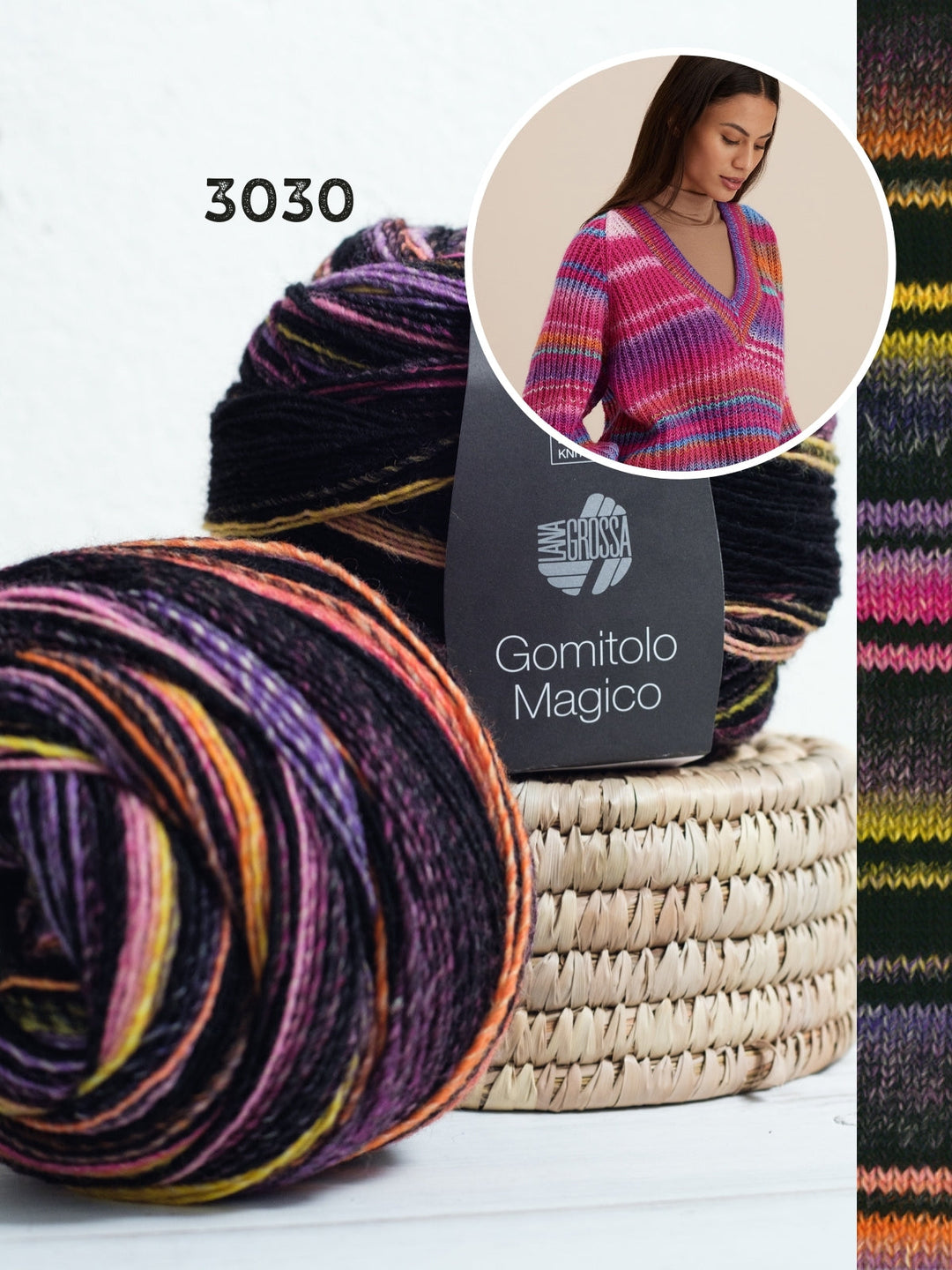 Strickpaket Gomitolo Magico Raglan-V-Pullover