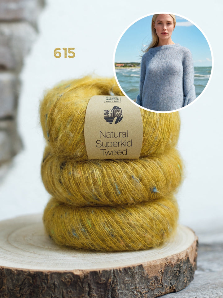 Strickpaket Natural Superkid Tweed Rundhalspullover