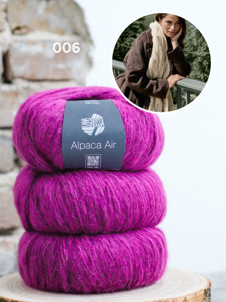 Strickpaket Alpaca Air Schal in Zupfmuster